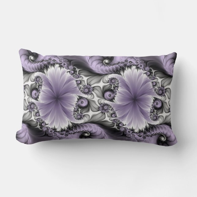 Coussin Rectangle Illusion de lilas Art floral abstrait fractal Fant (Recto)