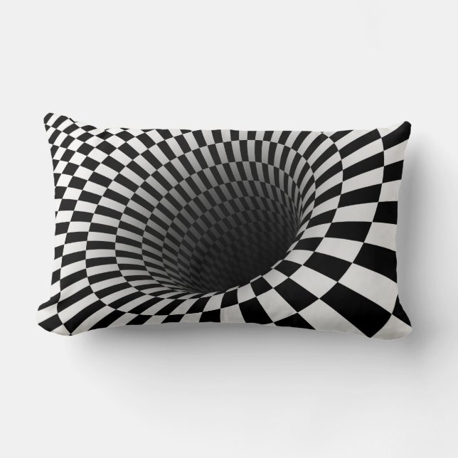 Coussin Rectangle Illusion optique VORTEX À DAMIERS LARGE (Recto)