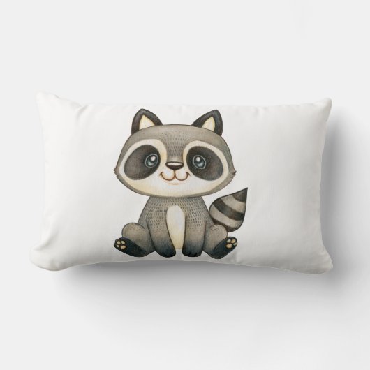Coussin Rectangle Illustration Adorable de Raton Laveur Dessinée à l (Recto)