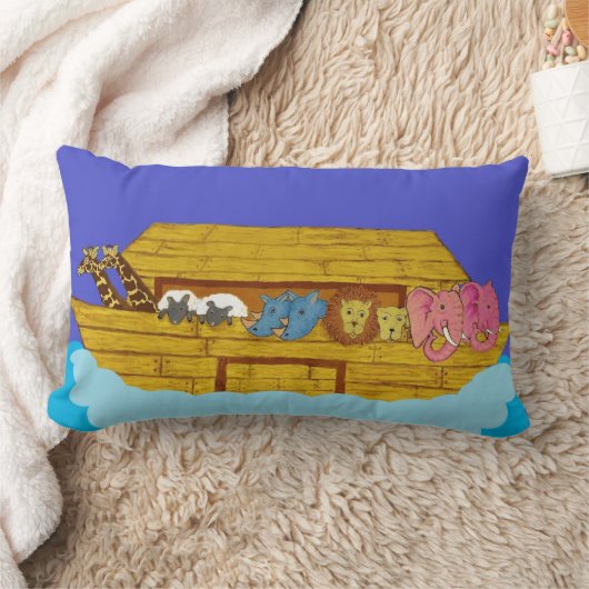 Coussin Rectangle Illustration Arche de Noé Rainbow Funny Elephant (Couverture)