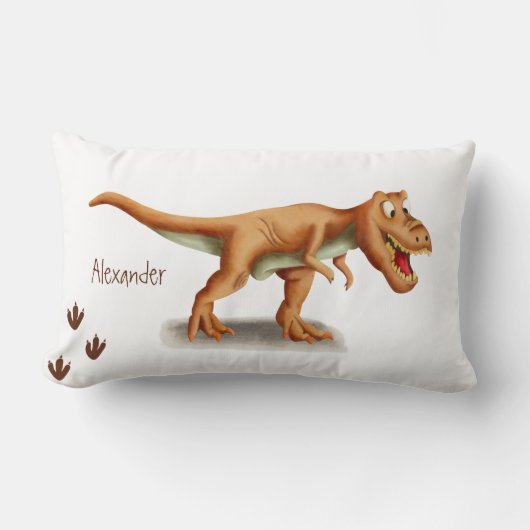 Coussin Rectangle Illustration Brown du Dinosaure T-Rex Tyrannosauru (Recto)