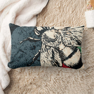Coussin Rectangle Illustration colorée de l'insecte d'abeille vintag