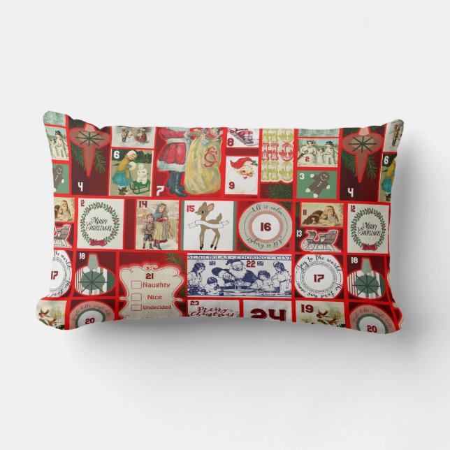 Coussin Rectangle Illustration de bloc de l'Avent de Noël carré (Recto)