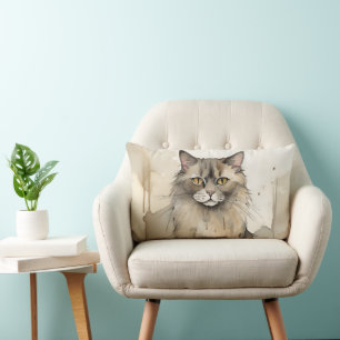 Coussin Rectangle Illustration de l'aquarelle du Maine Coon