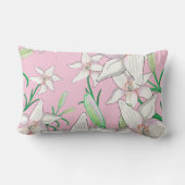 Coussin Rectangle Illustration de lys blancs sur fond rose (Verso)