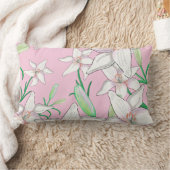 Coussin Rectangle Illustration de lys blancs sur fond rose (Couverture)