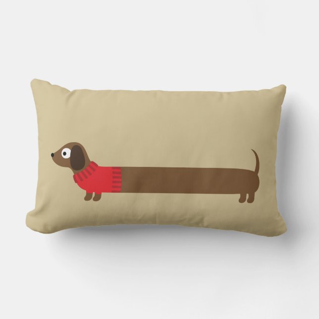 Coussin Rectangle Illustration de mignonne long Dachshund (Recto)