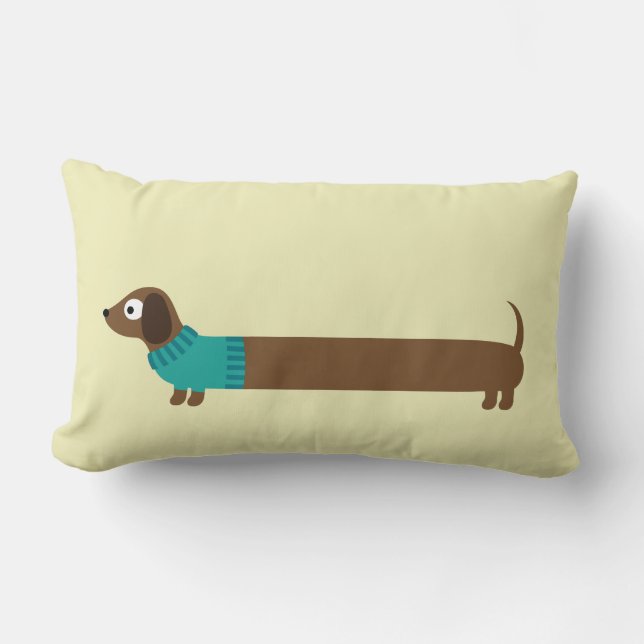 Coussin Rectangle Illustration de mignonne long Dachshund (Recto)