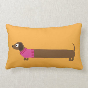 Coussin Rectangle Illustration de mignons longs Dachshund