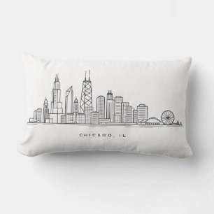 Coussin Rectangle Illustration du paysage urbain de Chicago IL