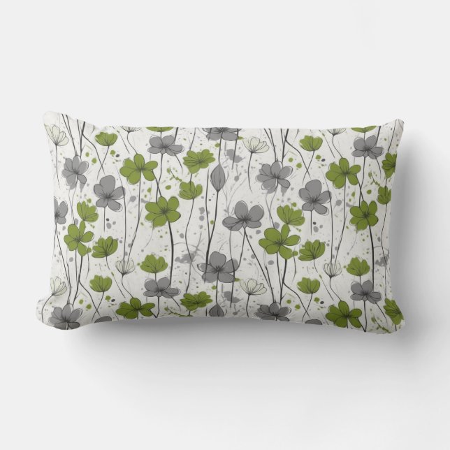 Coussin Rectangle Illustration florale, fleurs sauvages abstraits, m (Recto)