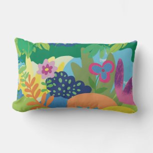 Coussin Rectangle Illustration florale tropicale, fleurs d'été 