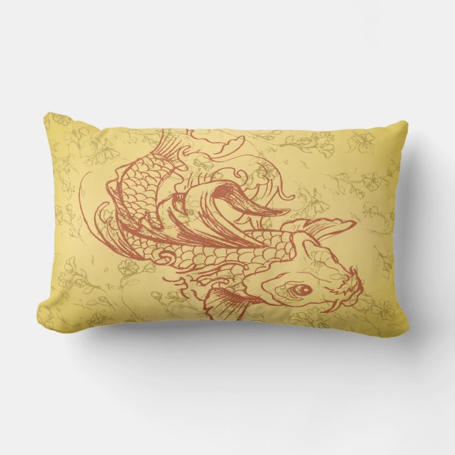 Coussin Rectangle illustration vectorielle de carpe koï de style vin (Recto)