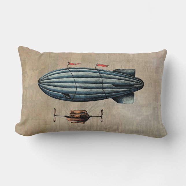 Coussin Rectangle Illustration vintage de Blimp (Recto)