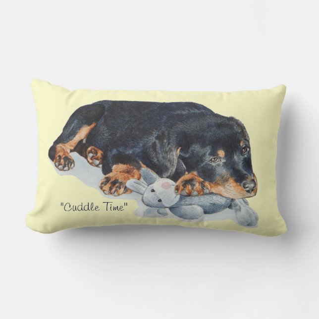 Coussin Rectangle image de rottweiler de caresse de nounours de (Recto)