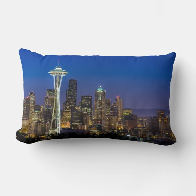 Coussin Rectangle Image d'horizon de Seattle en quelques heures de (Recto)