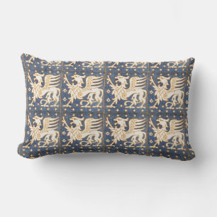 COUSSIN RECTANGLE IMAGINAIRE BLANC BLEU GRIFFINS