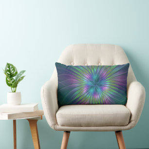 Coussin Rectangle Imaginaire brillant coloré Fleur Abstrait Fractal 