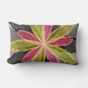 Coussin Rectangle Imaginaire rose vert anthracite Fleur Fractal Art