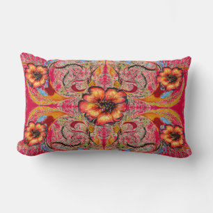 Coussin Rectangle Imaginaire victorien "framboise" par Alexandra Coo