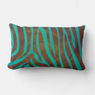 Coussin Rectangle Impression Brown et Turquoise Zebra