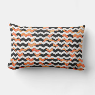 Coussin Rectangle Impression Chevron noir et orange de vache