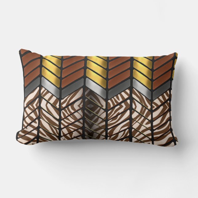 Coussin Rectangle Impression d'animal de Tigre Blanc à Chevron Zigza (Recto)