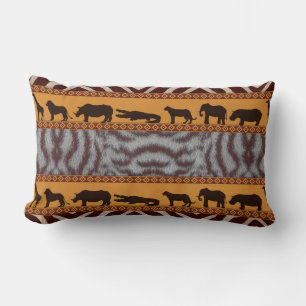 Coussin Rectangle Impression d'animal de Tigre Blanc Tribal Africain