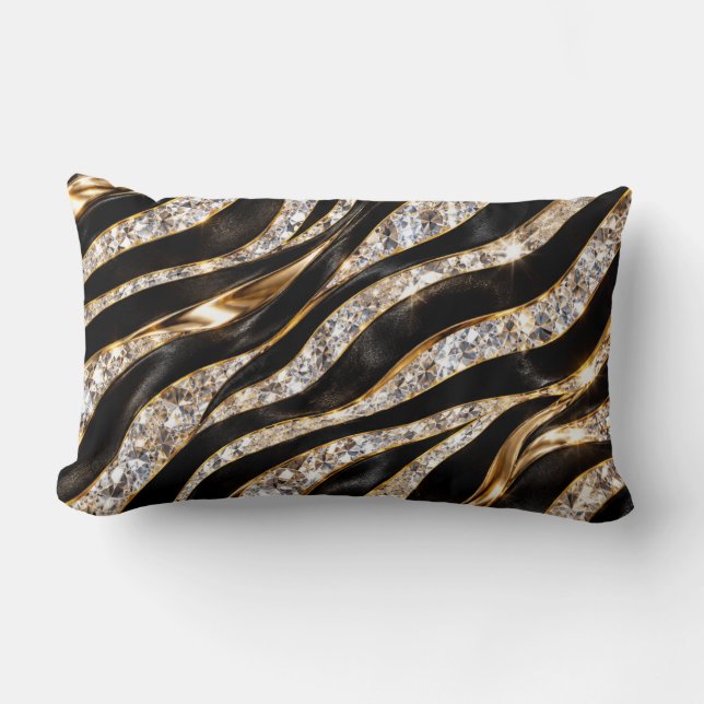 Coussin Rectangle Impression d'animal en cristal de zèbre de luxe (Recto)