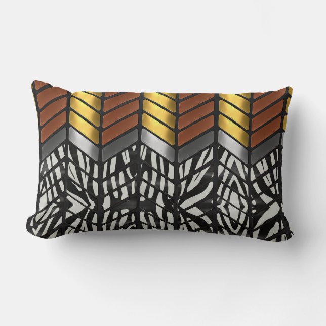Coussin Rectangle Impression d'animal zèbre à chevron zigzag moderne (Recto)