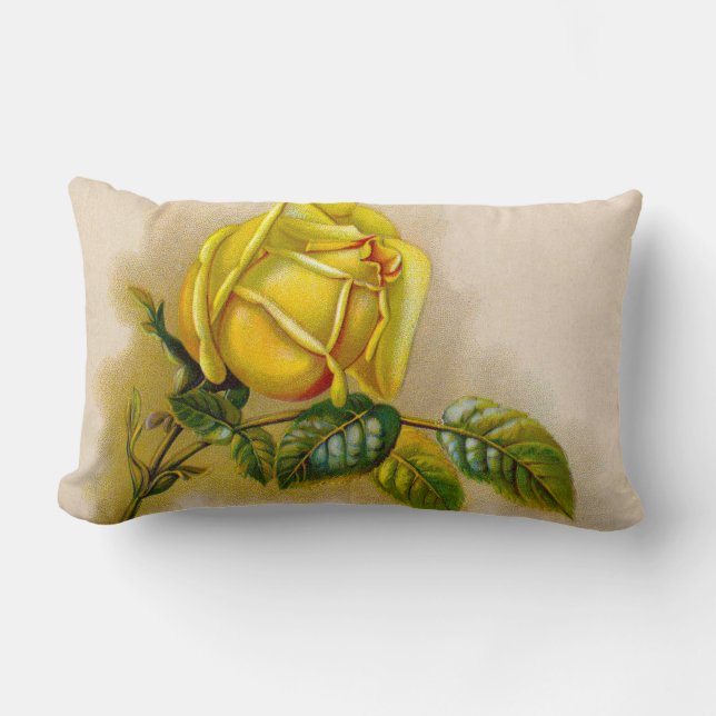Coussin Rectangle Impression d'art antique fine de rose jaune (Recto)