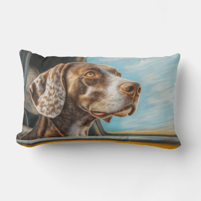Coussin Rectangle Impression d'art d'un chien tacheté en aventure en (Recto)