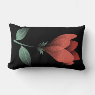Coussin Rectangle Impression d'art minimaliste Fleur rouge, Fond noi