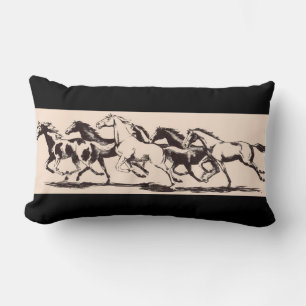 Coussin Rectangle impression de chevaux sauvages