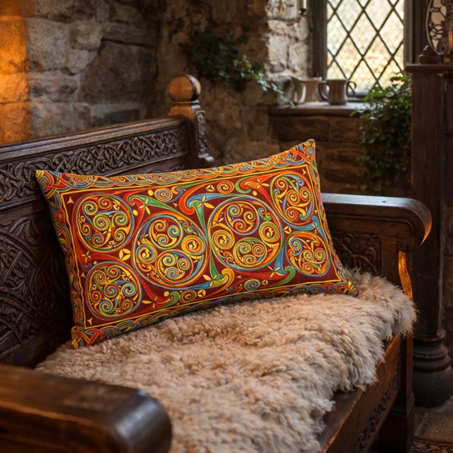 Coussin Rectangle Impression de Nœuds Celtiques Médiévaux (Créateur téléchargé)