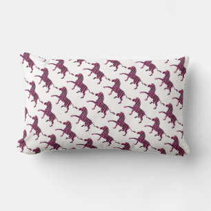 Coussin Rectangle Impression de silhouette de zèbre noir et rose vif