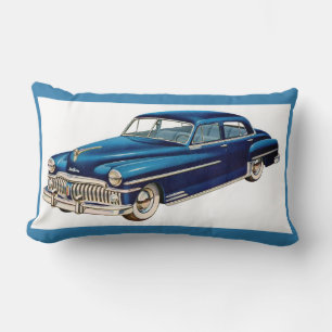 Coussin Rectangle Impression DeSoto bleue 1950