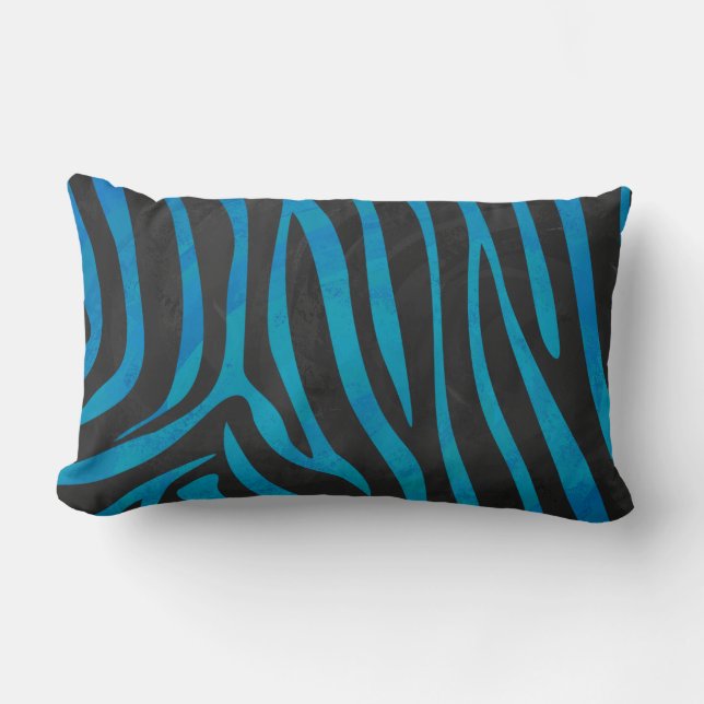 Coussin Rectangle Impression en bleu et noir Zebra (Recto)