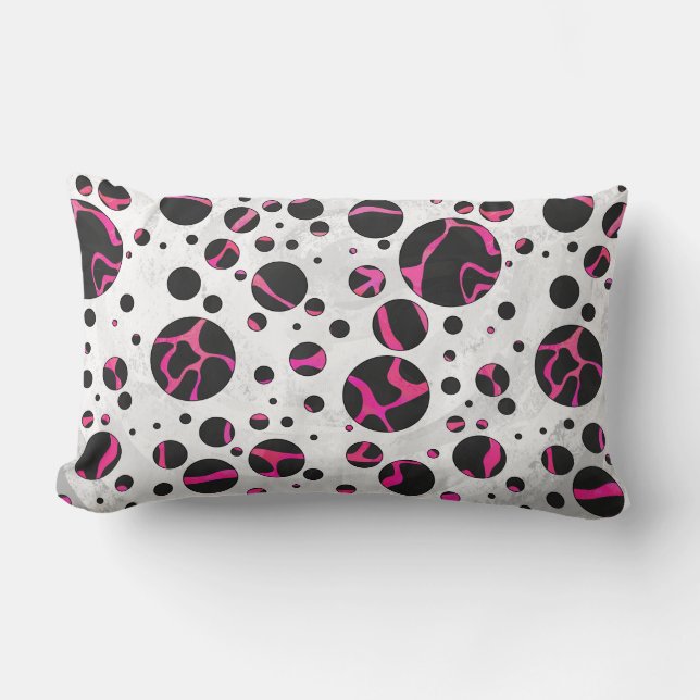 Coussin Rectangle Impression girafe rose vif et noir (Recto)