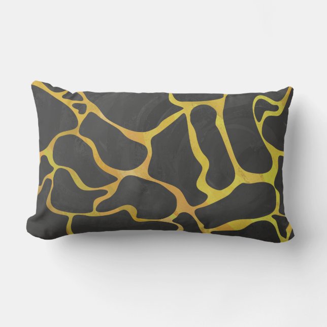 Coussin Rectangle Impression Giraffe noir et jaune (Recto)