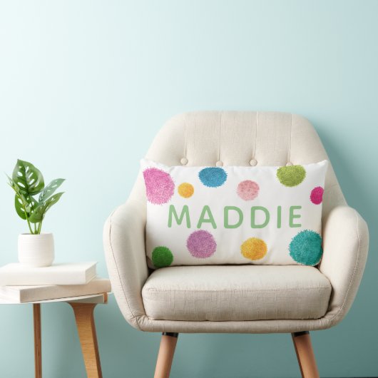 Coussin Rectangle Impression Pom Pom Coloré Personnalisée (Chaise)