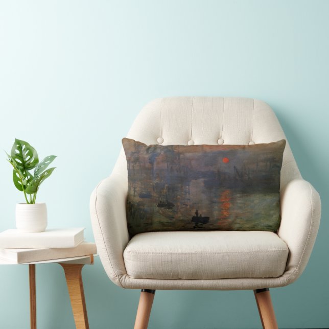 Coussin Rectangle Impression Sunrise de Claude Monet, Art Vintage (Chaise)