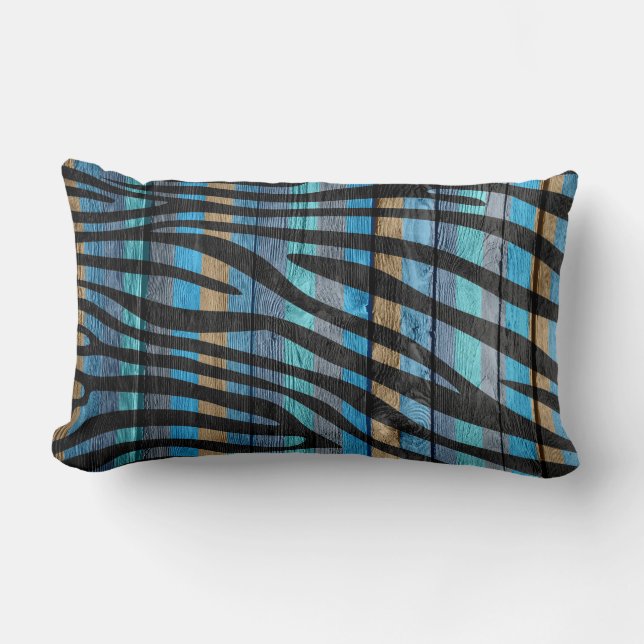 Coussin Rectangle Impression zèbre sur bois #9 (Recto)