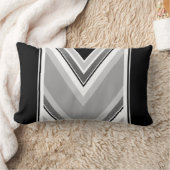 Coussin Rectangle Imprimé rayé diagonal noir, gris et métallisé (Couverture)