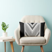 Coussin Rectangle Imprimé rayé diagonal noir, gris et métallisé (Chaise)