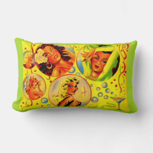 Coussin Rectangle Imprimerie de filles glamour des années 1940
