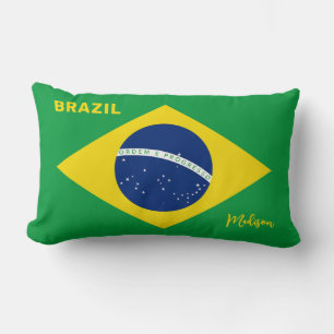 Coussin Rectangle Indicateur Brésil de nom personnalisé