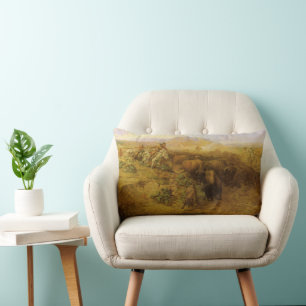 Coussin Rectangle Indiens vintages, Chasse au bison par CM Russell