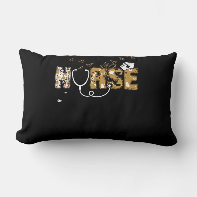 Coussin Rectangle Infirmière Cadeau Halloween avec Citrouille Boo Sp (Recto)