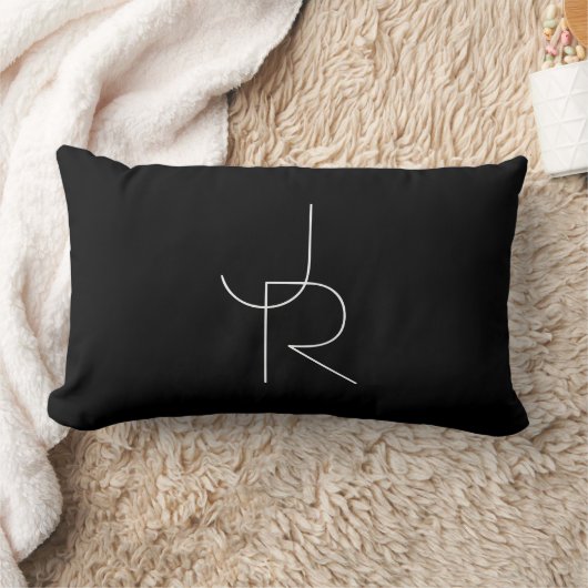 Coussin Rectangle Initiales de chevauchement modernes 2 | Blanc sur  (Couverture)